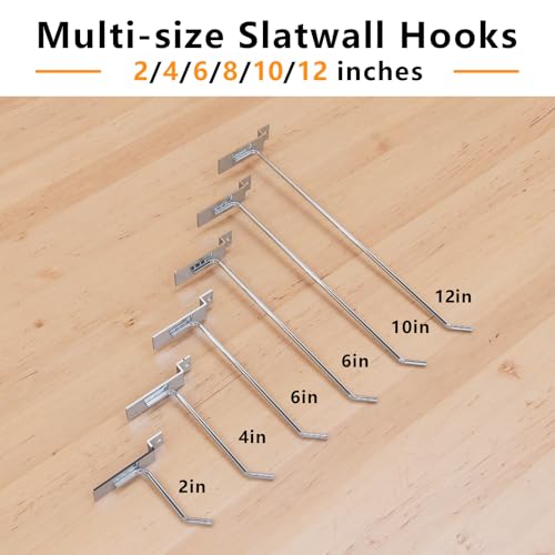4" Slatwall Hooks Chrome Metal, 25pcs Silver Slat Wall Accessories - color: Chrome, size: 4 Inch