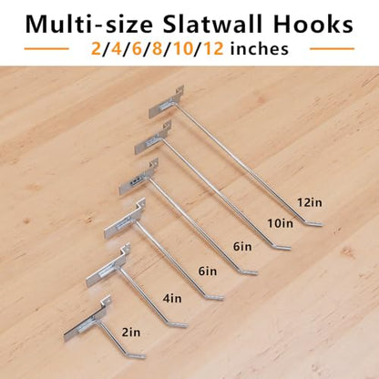 8'' Slatwall Panel Hooks Chrome, 25pcs Heavy Duty Slatwall Hook - color: Chrome, size: 8 Inch