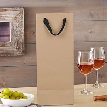 Aimyoo Large Brown Wine Bottle Bags Bulk 6x5x15 inch, 10 Pack Kraft Paper Gift Bags with Handles for Wedding Festival Retail - color: Brown - 6x5x15 inch, size: 1 Count (Pack of 10)