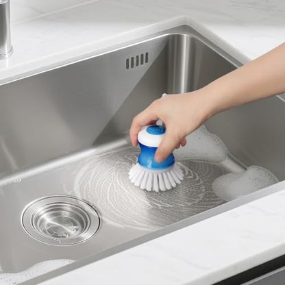 Dish Brush with Soap Dispenser for Sink, Pots & Pans Cleaning, Soft 2 Pack - color: White
