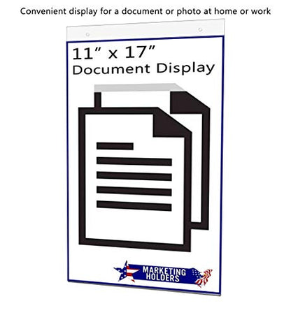 25 Pack Wall 11" x 17" with 2 Predrilled Holes and Hanging Hardware for Promotional Posters and Event Announcements at Concert Venues and Trade Shows Clear Acrylic by Marketing Holders - size: 11"w x 17"h