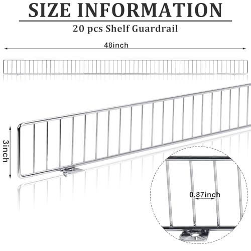 Yaocom 20 Pcs Gondola Shelf Fence 48x3'' Retail Front Wire Guard, Metal - color: Grey, size: 48" x 3"
