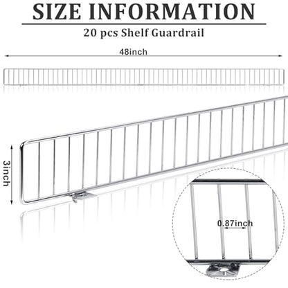 Yaocom 20 Pcs Gondola Shelf Fence 48x3'' Retail Front Wire Guard, Metal - color: Grey, size: 48" x 3"