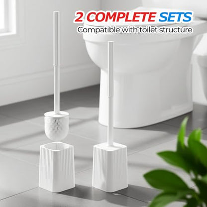 FORASTO 3Pack Toilet Bowl Brush and Holder Set - Restroom Cleaning Supplies - color: White, size: 3PACK