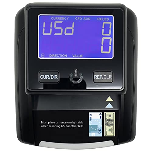 Nadex V45 Counterfeit Detector Terminal with Value Monitor – Pass Through Infrared and Magnetic Detector Sensors Flags Counterfeit Bills Banknotes - Clear TFT Screen Displays Total and Error Codes