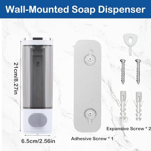 White Wall Mounted Hand Soap Dispenser,Single Shampoo/Conditioner Organizer - color: White