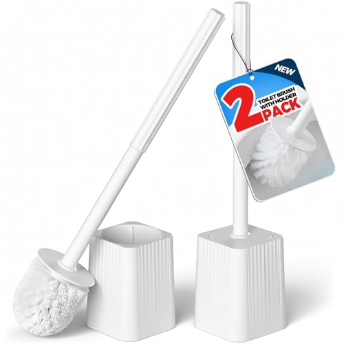 FORASTO 2Pack Toilet Bowl Brush and Holder Set - Restroom Cleaning Supplies - color: White, size: 2PACK