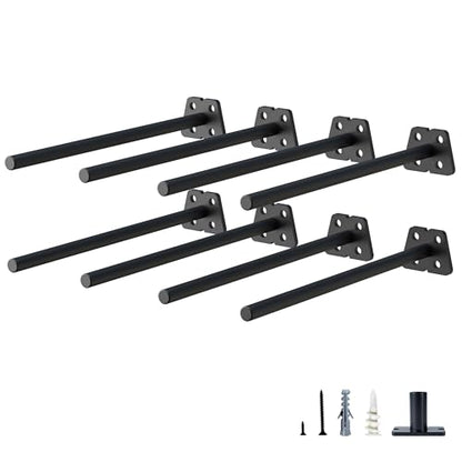 NEODROP 8-Pack 8 Inch Hidden Floating Shelf Bracket, Heavy Duty Blind Shelf Support Hardware | Invisible Wall Brackets for Kitchen, Fireplace Mantel Wood Shelves | Black Powder Coated Solid Steel - size: 8 Inch, style: 8 Pack