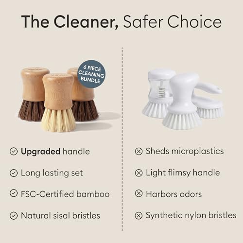 Vove Bamboo Kitchen Cleaning Set, Dish Brush, 2 Scrub Brushes, 2 Sponges - size: Cleaning Essentials - Sponges, Dish & Scrub Brush