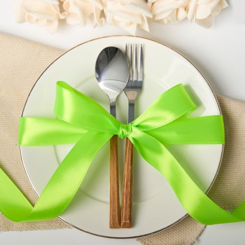Apple Green Satin Ribbon 1 Inch x 100 Yards - color: Apple Green