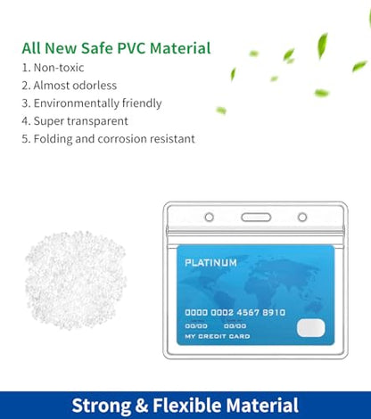 50 Pack Horizontal ID Badge Holder, Clear Plastic Card Holders - color: 50 Pack