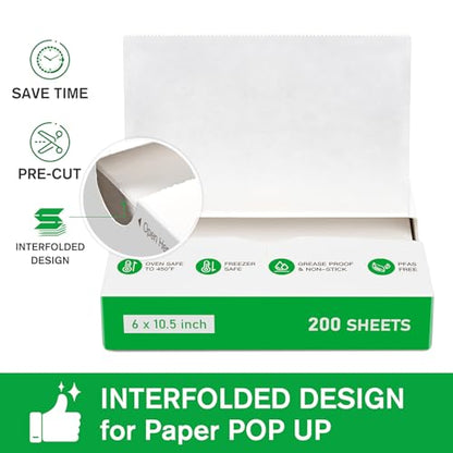 EcoDispose Precut POP UP Deli Paper Sheet, 200 Pack, 6" x 10.5", White - color: White, size: 6“x10.5”
