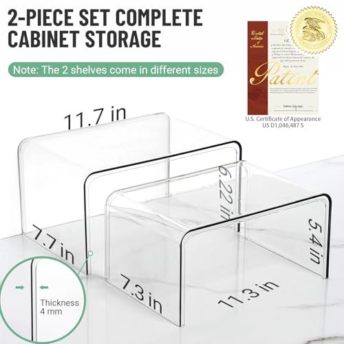Bobomoment Clear Cabinet Organizer, Stackable Shelf Organizer Set of 2