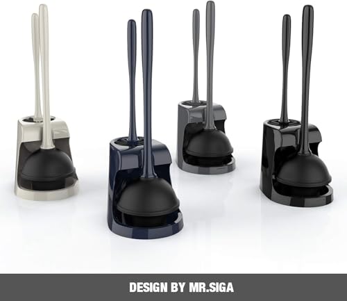 MR.SIGA Toilet Plunger and Brush Combo for Toilet Cleaning, Gray, 2 Set - color: Gray, size: 6.3 x 8.2 x 18.1 inch