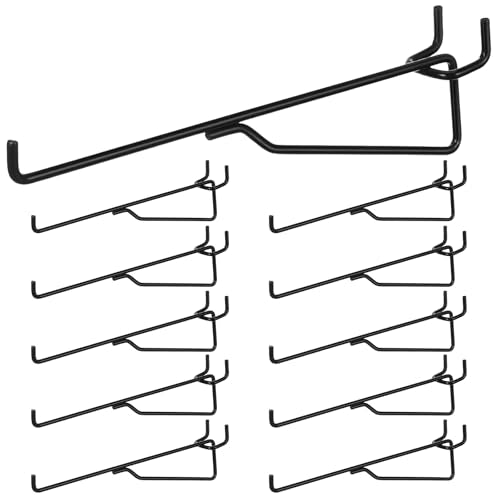 10 Pcs Pegboard Shelf Brackets Set,1/4 Black Metal Utility Hook Pegs