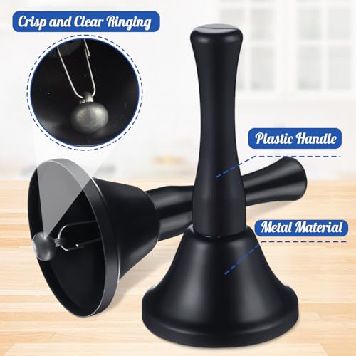 50 Pcs Hand Bells Steel with Plastic Handles,Linear Brushed,Black - color: Black