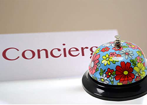 Call Bell Desk Service Bell Ding Bell for Restaurant Hotel Room Kitchen Party Office Receptionist Elderly Teachers Chef,3.3 inch - color: Blue-pattern