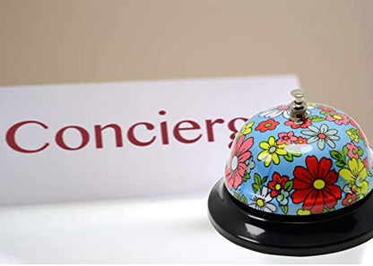 Call Bell Desk Service Bell Ding Bell for Restaurant Hotel Room Kitchen Party Office Receptionist Elderly Teachers Chef,3.3 inch - color: Blue-pattern