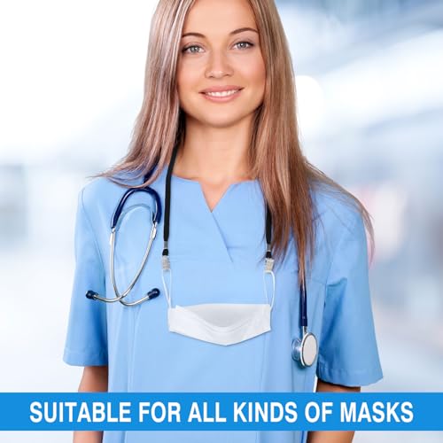 Patelai 400 Pack Double Clip Lanyards Bulk Face Mask Lanyards, Black - color: Black