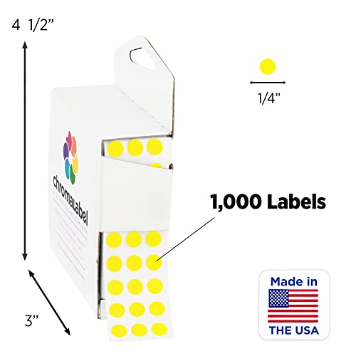 ChromaLabel Yellow Dot Stickers, 1/4 Inch, 1000/Box - color: Yellow, size: 1/4"