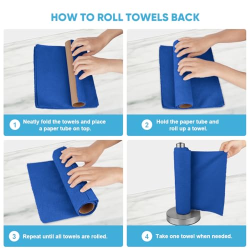 AIDEA Microfiber Cleaning Cloth Roll-75PK,Paper Towels 11.5×11.5",Dark Blue - color: Dark Blue