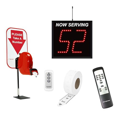 2-Digit Wireless Take A Number System with Counter Top Dispenser
