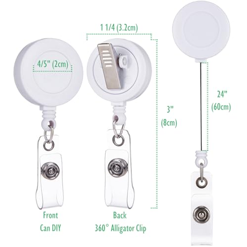 QREEL Badge Reel, ID Badge Holder Retractable Clip, White, 10 Pack - color: White, size: 10 Pack