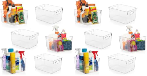 ClearSpace Clear Plastic Storage Bins – Pantry Organizers & Storage Containers, Cabinet Organizer - Home Organization Must Haves for Kitchen, Laundry Room, Office, Closet, Garage & Freezer (Pack of 2) - size: 12 Pack