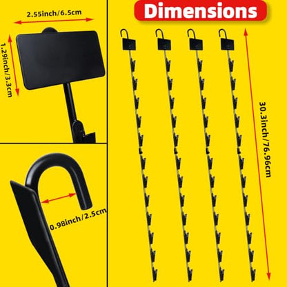 Dafftos Hanging Merchandise Strips with Hooks Chip Display Rack Stands Potato Bag Holder 12 Clips for Retail 32 inches Displaying Black Label Headers Card Snacks Metal 4 Pack - style: 12 Chip 4 Pack