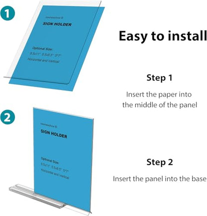 newnewshow 5x7 Acrylic Sign Holder 24 Pack, Double-Sided Display Stand, Plastic Card Holder for Business, Office, Party - size: 24 pack