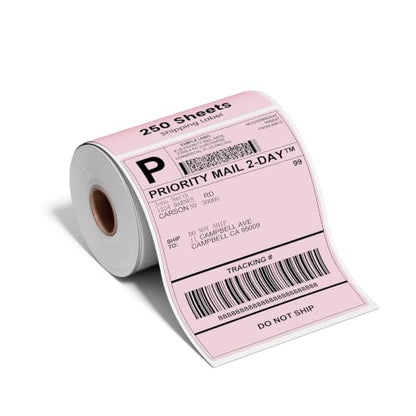 Phomemo Pink 4x6 Thermal Label, Shipping Labels Pack of 250 4x6 Roll Labels, Compatible with Phomemo, Zebra, Rollo, Jadens and Other Thermal Printers - color: Pink