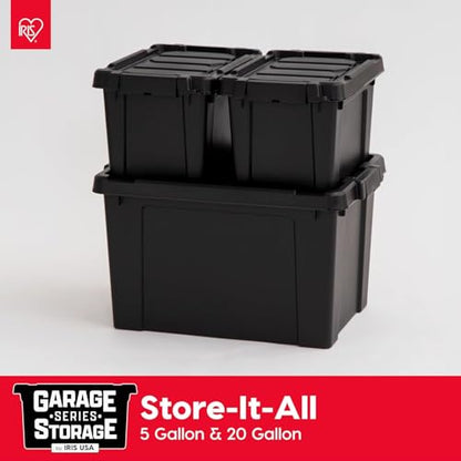 IRIS USA 6-Pack 20 Gal Heavy Duty Lockable Storage Totes with Lids, Black - color: Black, size: 20 Gal - 4 Pack