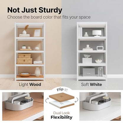 HOMEDANT House White 36.2" W 5 Tier Rolling Storage Shelves Metal Cart - color: White, size: (Wheels) 36.2"W x 16.5"D