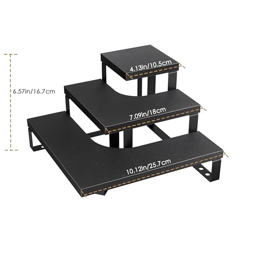 Display Rack for Retail Counter Top Craft Shows Tradeshows, 3 Step Corner Tiered Table Display Tower for Cupcake Jewelry Perfume(Black)