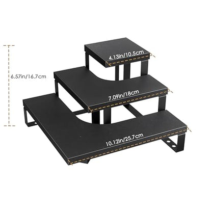 Display Rack for Retail Counter Top Craft Shows Tradeshows, 3 Step Corner Tiered Table Display Tower for Cupcake Jewelry Perfume(Black)