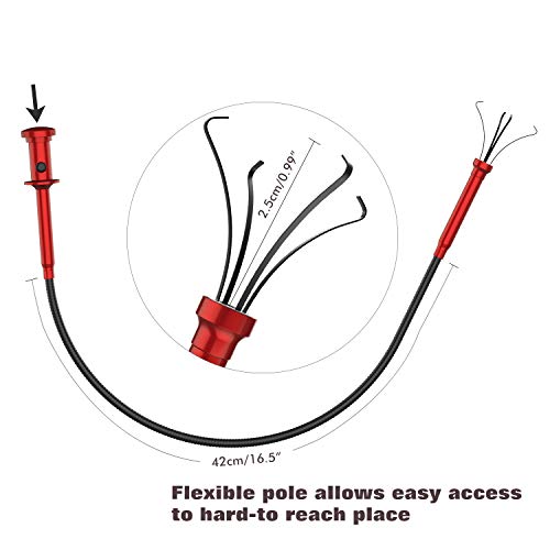 Housolution Grabber Tool Magnetic, Bendable Reacher with LED Lights, Red - color: Claw Grabber-red