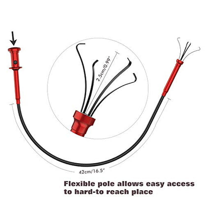 Housolution Grabber Tool Magnetic, Bendable Reacher with LED Lights, Red - color: Claw Grabber-red