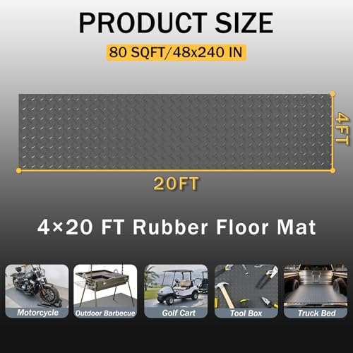 StellarStar 4x20 FT Garage Floor Mat, 2.8mm Thickened PVC Diamond Plate - color: Gray, size: 4x20 FT