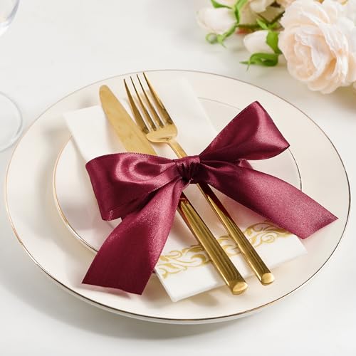 Mauproy Dark Red Satin Ribbon, 1-1/2 Inch, 50 Yards - color: Dark Red