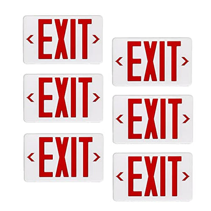 6 Pack LED Emergency Exit Sign, Universal Mount OSHA Compliant - color: Red, size: 6 Pack