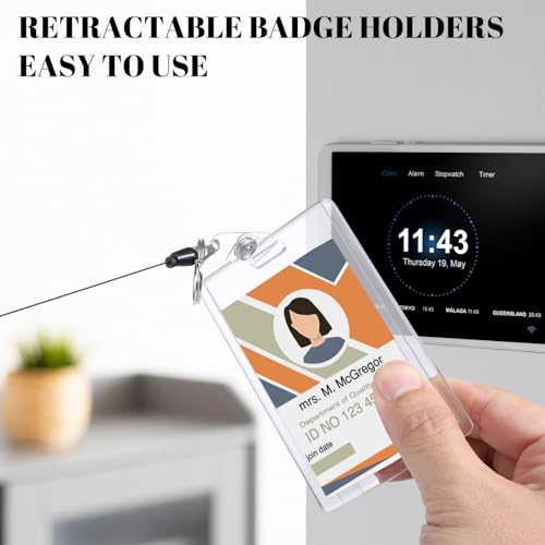 5 Pack Retractable Badge Reel Set with Clear Vertical ID Holders - style: 5 Set Acrylic Material