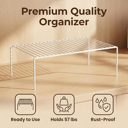 iPEGTOP Large (15.7 x 9.4 Inch) Kitchen Freezer Cabinet Storage Shelf, Set of 4 Rustproof Metal Wire Shelves Spice Shelf Rack Cupboard Organizer for Fridge Pantries Countertops Utensils, White - color: White(set of 4)