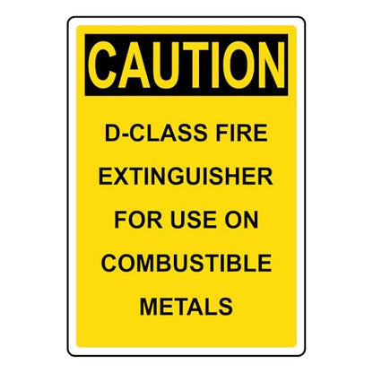 Portrait OSHA CAUTION D-Class Fire Extinguisher For Sign Style 106 Caution Metal Tin Sign 8x12 Inch for Safety - size: 8x12in/20x30cm