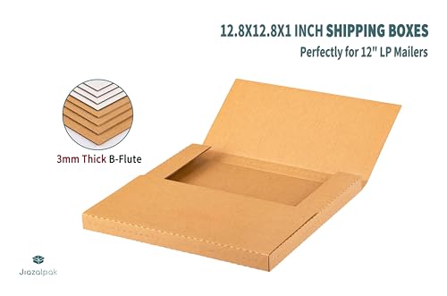 12-inch Vinyl Record Shipping Boxes, 12.8x12.8x1 inch, 25-Pack - size: 25 Pack