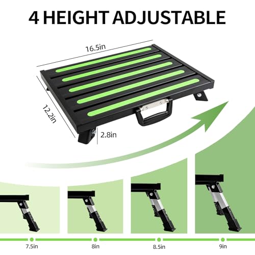 19 x 14.5 in RV Step Stool, Adjustable Aluminum Platform - color: Black Large