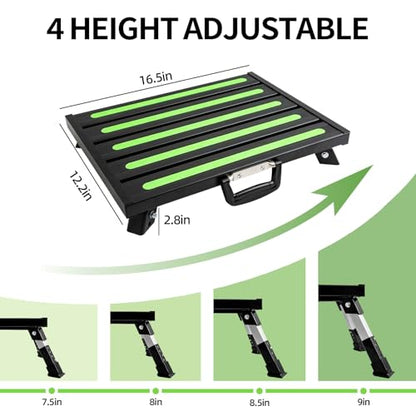 19 x 14.5 in RV Step Stool, Adjustable Aluminum Platform - color: Black Large