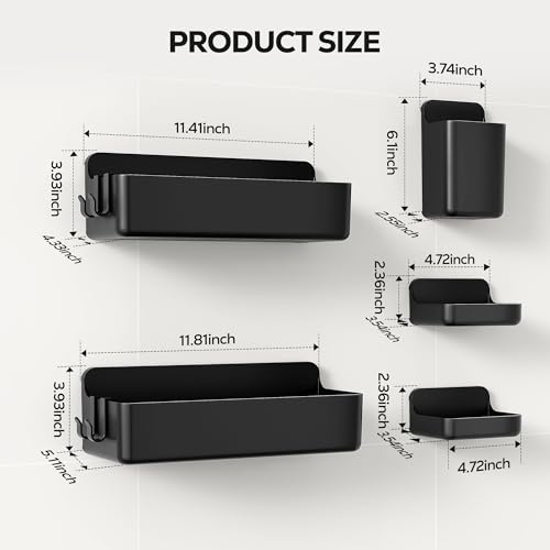 Nieifi Adhesive Shower Shelves, Black, 5 Pieces - color: Black, size: 5 pieces