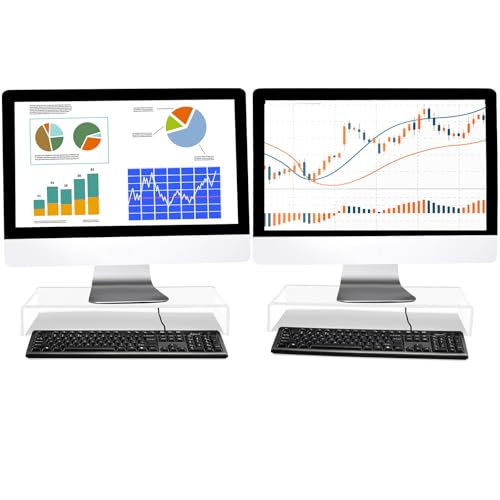 Jetec 2 Pcs Acrylic Monitor Stand Desktop Computer, Clear, 20 x 8 x 3 Inch - color: Clear, size: 20 x 8 x 3 Inch