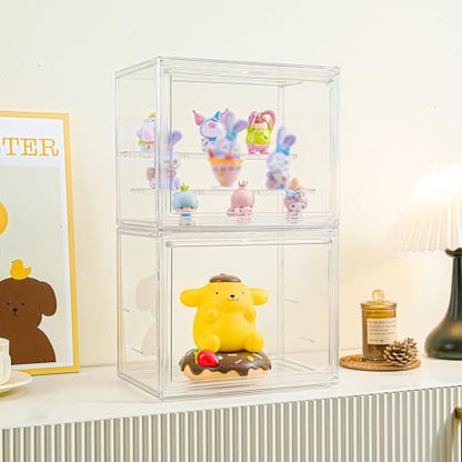 Small 3 Layer Acrylic Display Case Stackable Box for Collectibles,4 Pack - size: Small 4 Pack