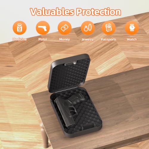 PINEWORLD Portable Handgun Safe, Compact Gun Safe with Combination Lock